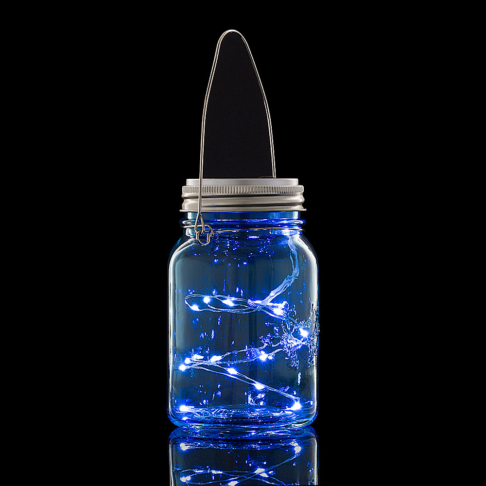 Fantado Regular Mouth Water Blue Mason Jar Light W Hanging White Fairy Led Kit On Sale Now Wedding Lighting Decorations