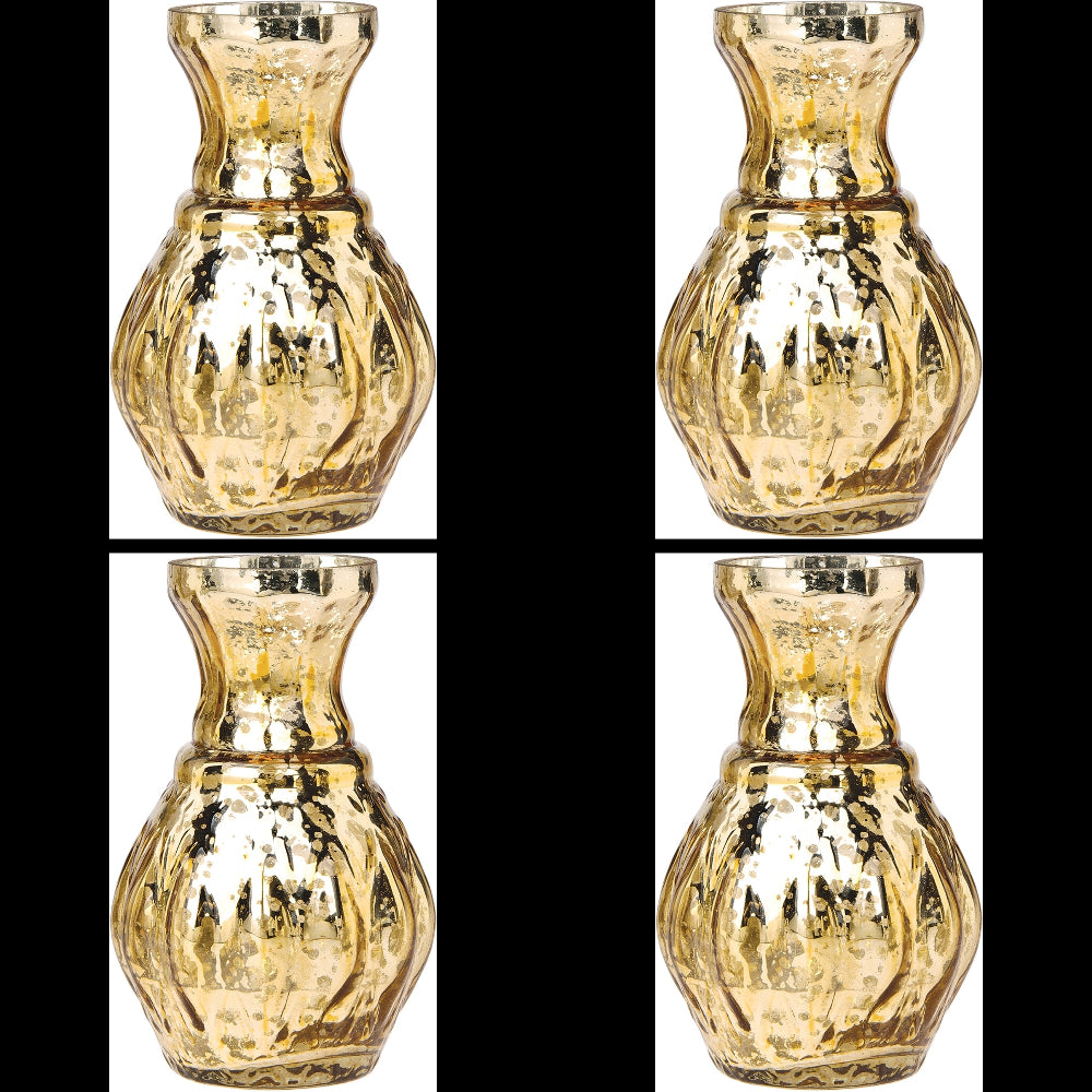 Vintage Mercury Glass Vase - 5.75-in Sophia Ruffled Genie Design, Gold -  Home Decor Flower Vase -  - Paper Lanterns, Decor,  Party Lights & More