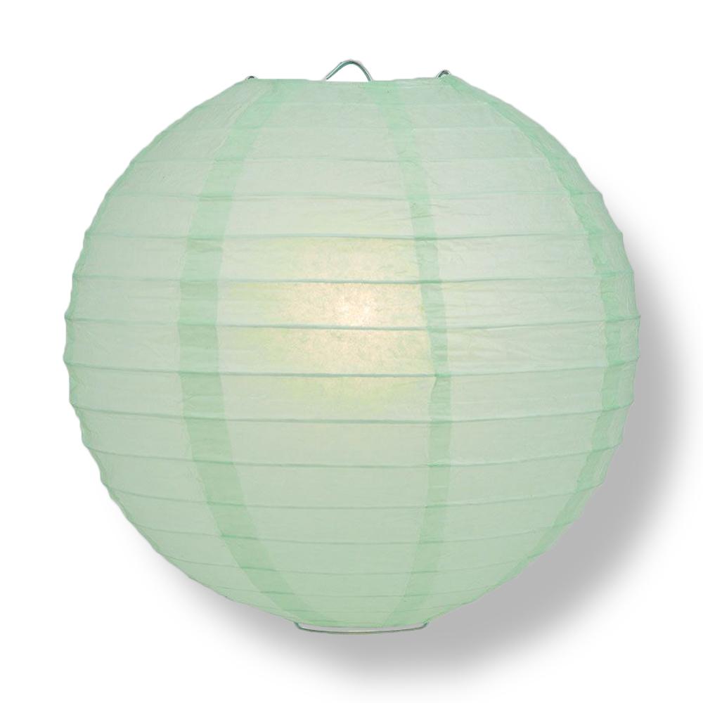 8" Cool Mint Green Round Paper Lantern, Even Ribbing, Chinese Hanging Wedding & Party Decoration