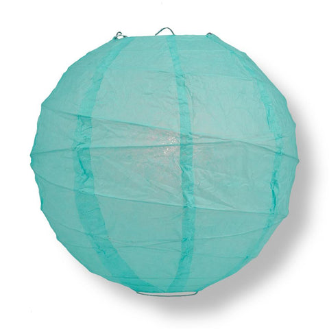 20 Inch Water Blue Free-Style Ribbing Round Paper Lantern - Luna Bazaar | Boho & Vintage Style Decor