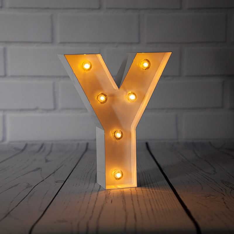 White Marquee Light Letter 'Y' LED Metal Sign (8 Inch, Battery Operated
