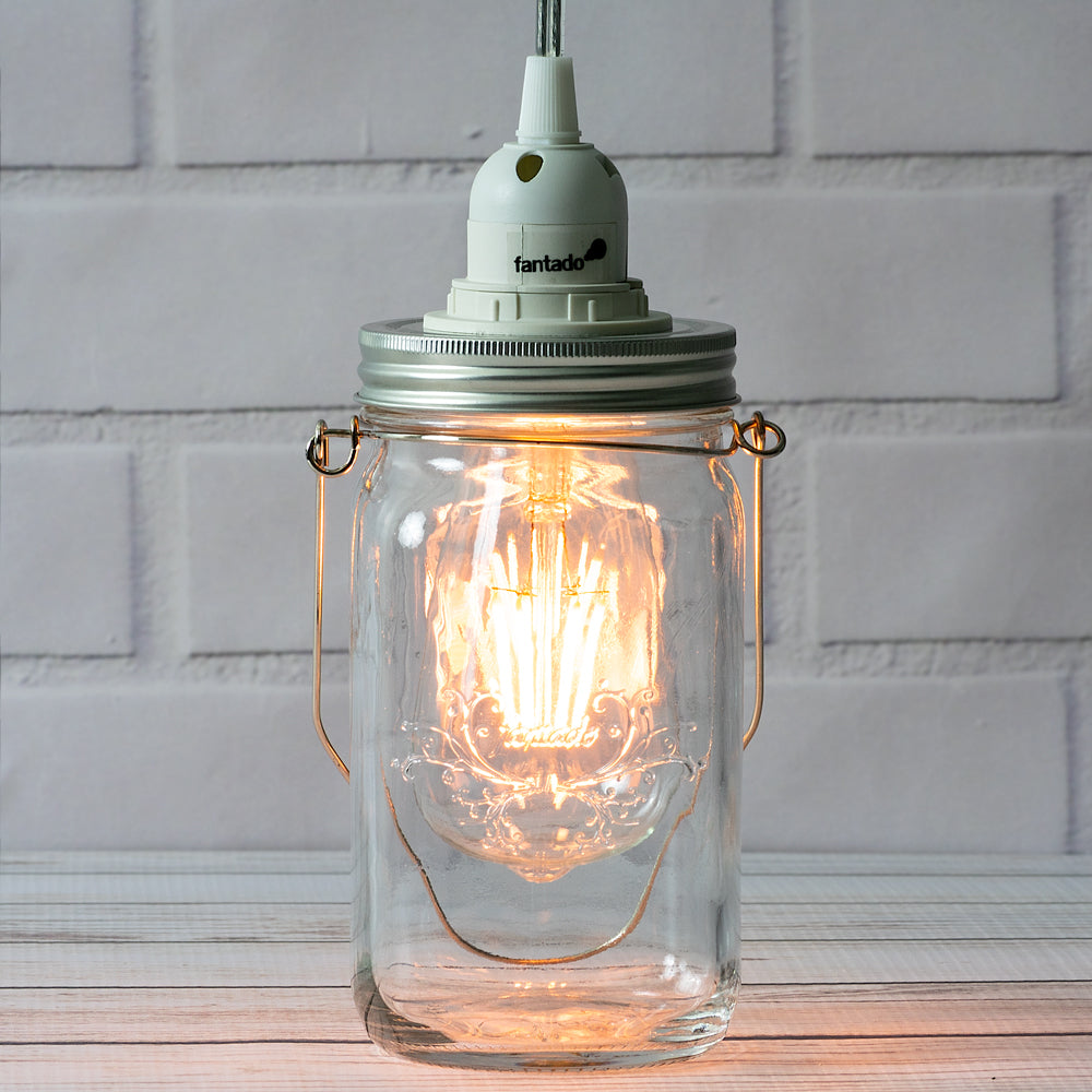 Mason Jar Pendant Light Kit, Wide Mouth, Clear Cord, 15FT on Sale Now ...