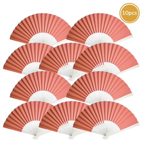 9 Red Paper Hand Fans for Weddings, Premium Paper Stock (10 Pack