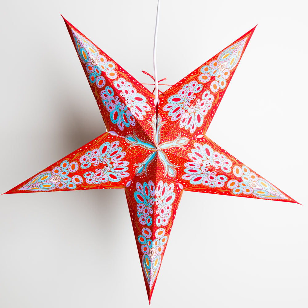 Download 24 Inch Red Flower Glitter Paper Star Lantern, Hanging ...