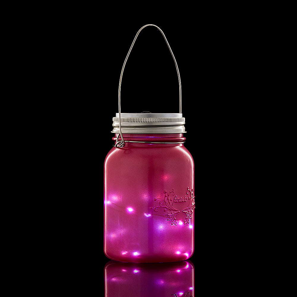 Fantado Regular Mouth Fuchsia Hot Pink Mason Jar Light W Hanging Cool White Fairy Led Kit On Sale Now Wedding Lighting Decorations