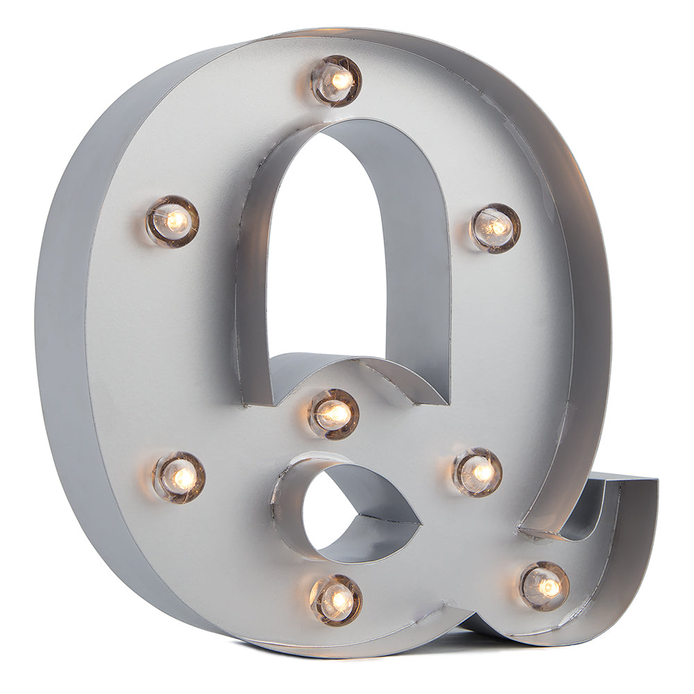 Silver Marquee Light Letter 'Q' LED Metal Sign (8 Inch, Battery ...