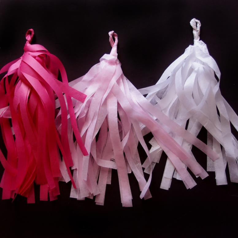 pink tissue paper garland