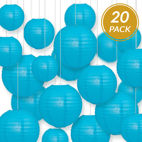 Ultimate 20pc Dark Purple Paper Lantern Party Pack - Assorted Sizes of 6, 8, 10, 12