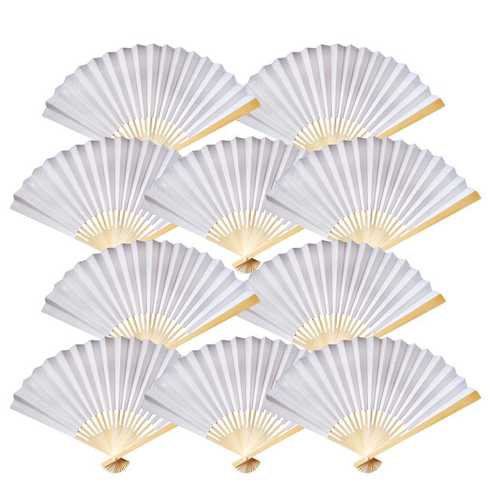 white hand fans wedding