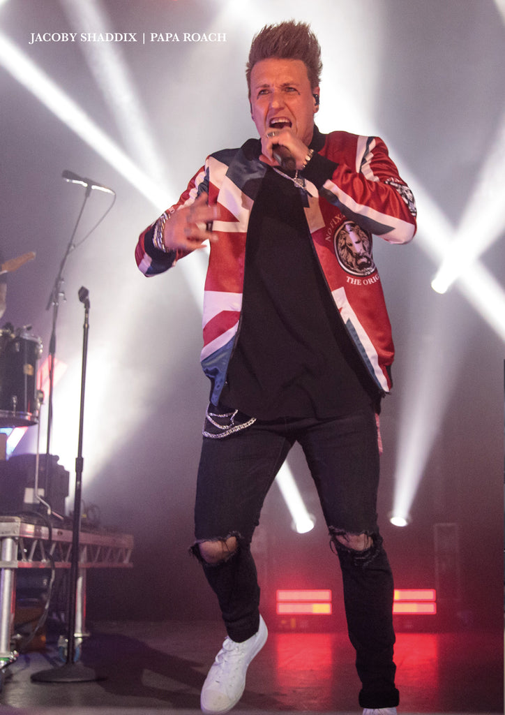 Union Jack Bomber Jacket Jacoby Shaddix Papa Roach Stage UK Tour