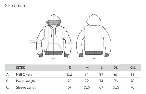 No Fixed Abode Luxury Streetwear Organic Vegan Mens Zip Hoodies Size Chart