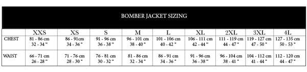 No Fixed Abode Luxury British Streetwear Size Chart Mens Bomber Jackets