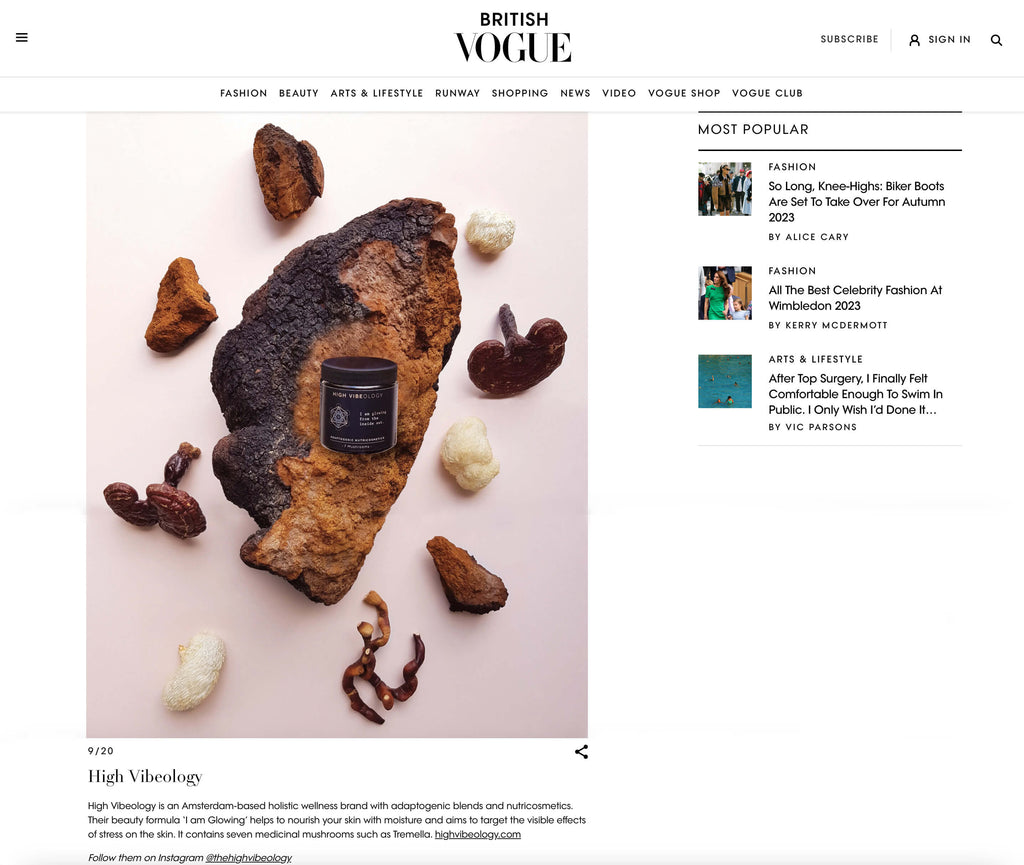 British Vogue x High Vibeology adaptogens I am glowing nutricosmetics 