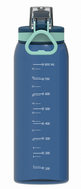 Plastic Cool Water Bottle with Handle 900mL Blue