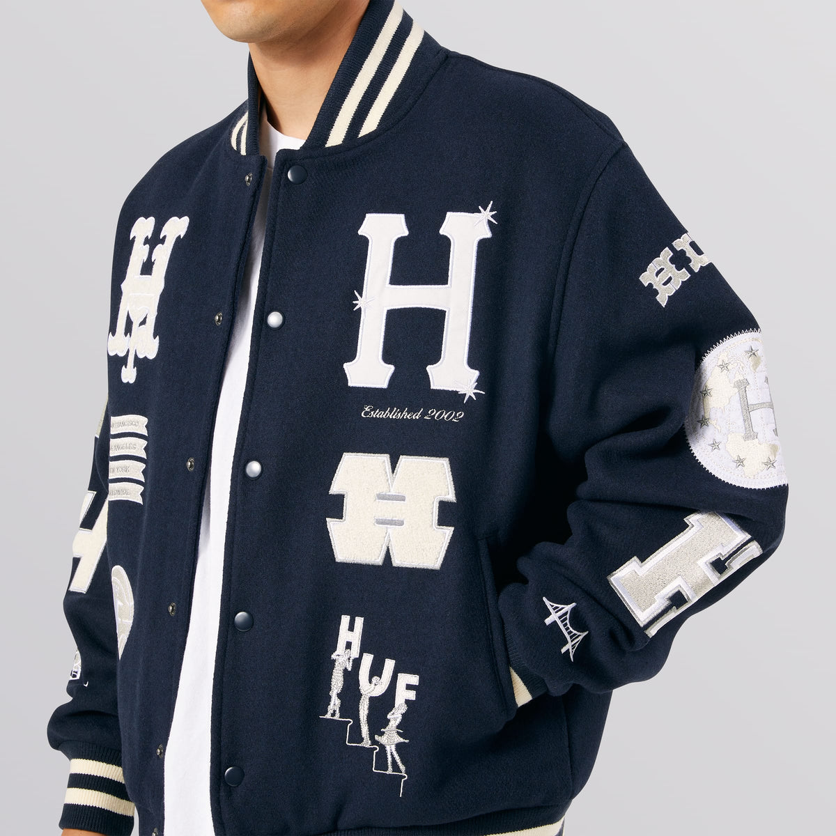 購入次第即日発送いたしますHUF スタジャン20year classic H varsity jacket