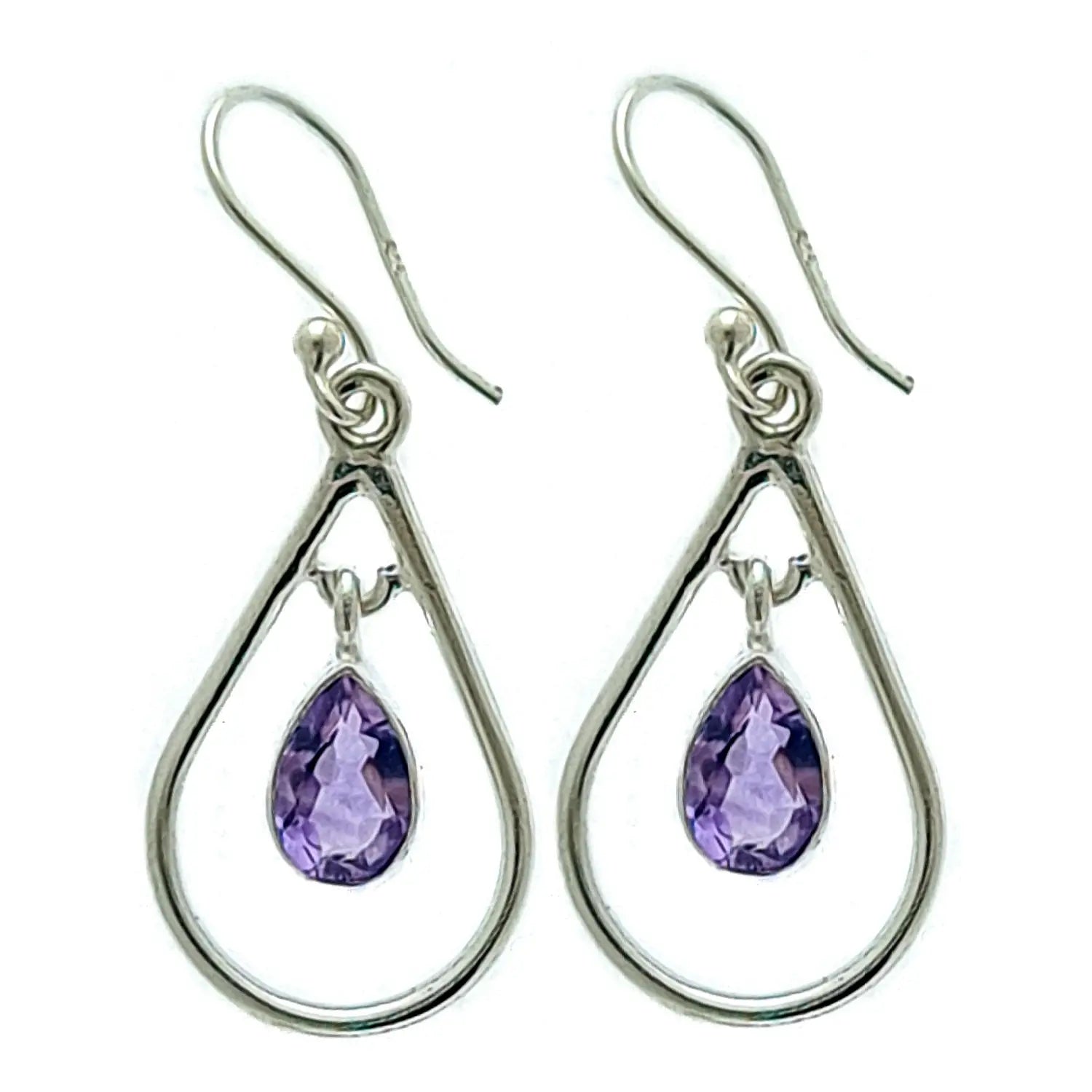 Amethyst Sterling Tear Drop Earrings