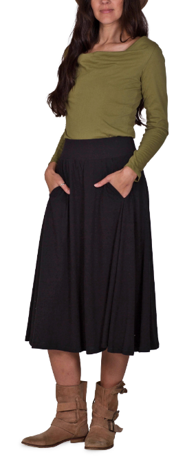 Long Gore Skirt - Organic Cotton -Syrah (Dark Red), Black, Graphite