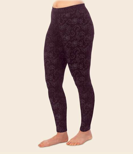 Flourish Print Ankle Leggings-In Black or Aubergine