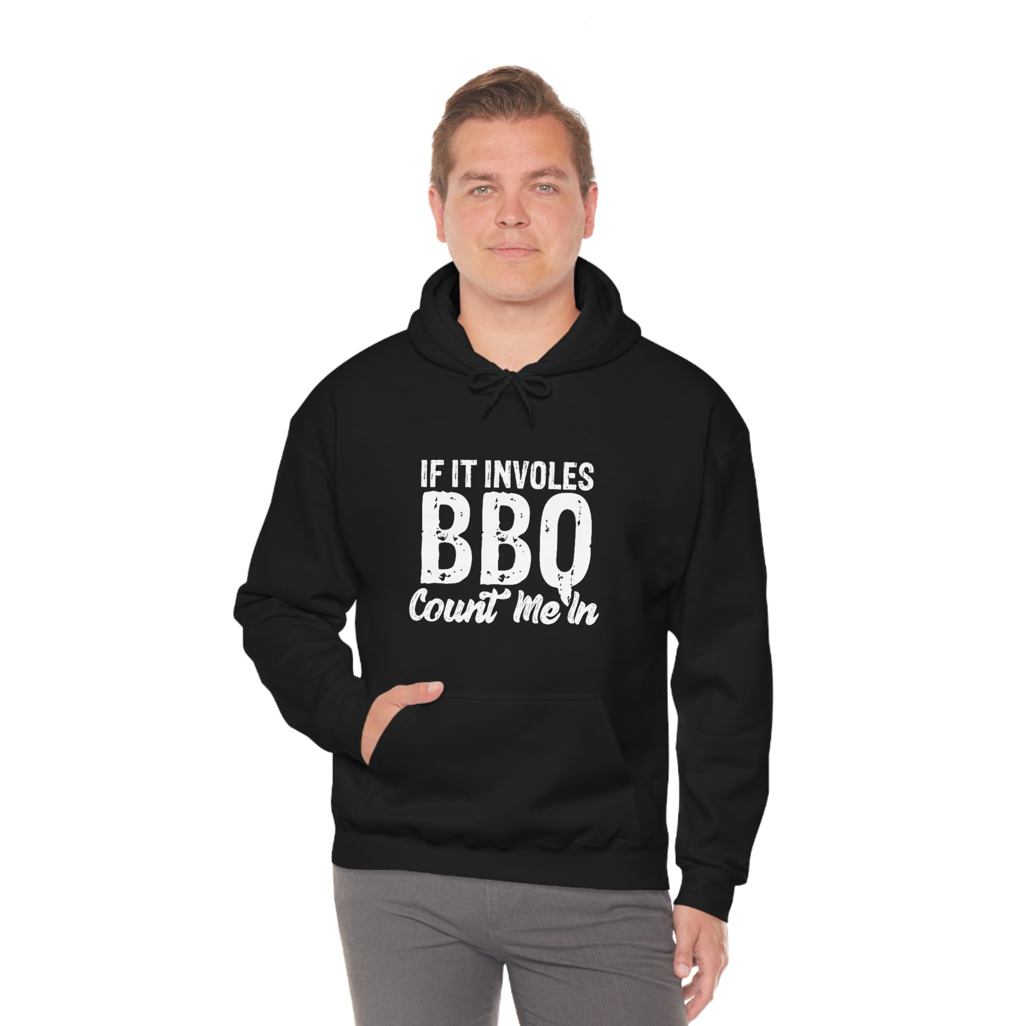 If It involves BBQ Count Me In hooded sweatshirt