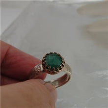 Load image into Gallery viewer, Hadar Designers Filigree 9k Gold Sterling Silver Emerald Ring 6,7,8,9 (I r343)
