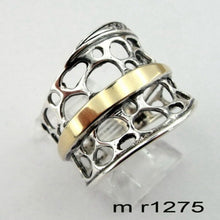 Load image into Gallery viewer, Hadar Designers 9k Yellow Gold 925 Silver Zircon Ring Israel Art 6,7,8,9,10 (Ms)