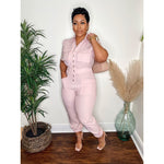 Stunner Utility Jumpsuit- Pink - La Femme Chic Boutique