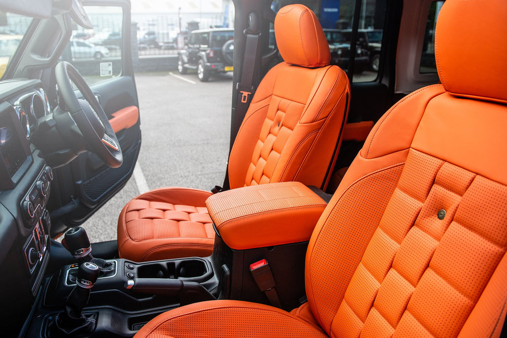 Jeep Wrangler JL 4 Door Orange Leather Interior | Chelsea Truck Co –  Chelsea Truck Company