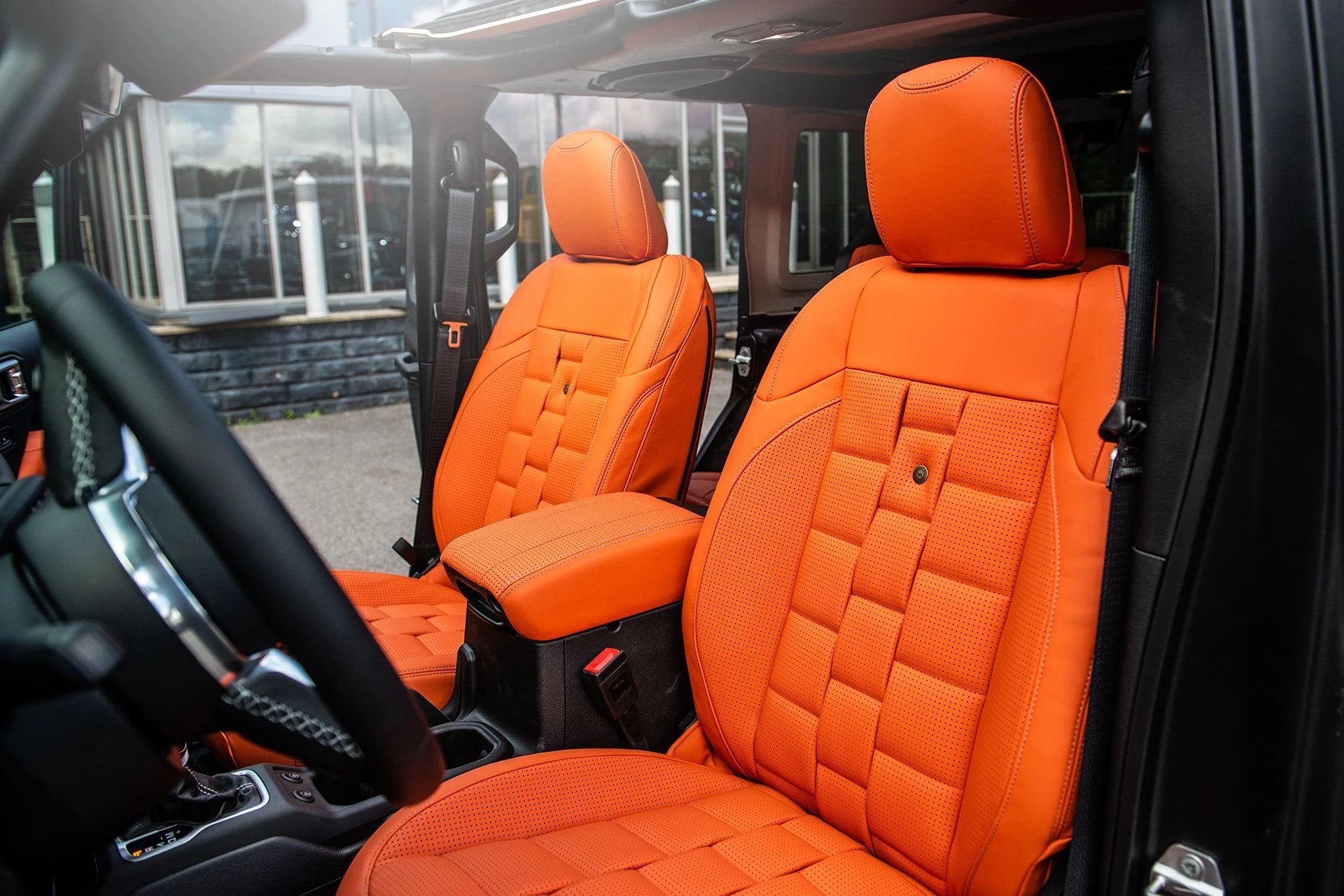 Jeep Wrangler JL 4 Door Orange Leather Interior | Chelsea Truck Co –  Chelsea Truck Company