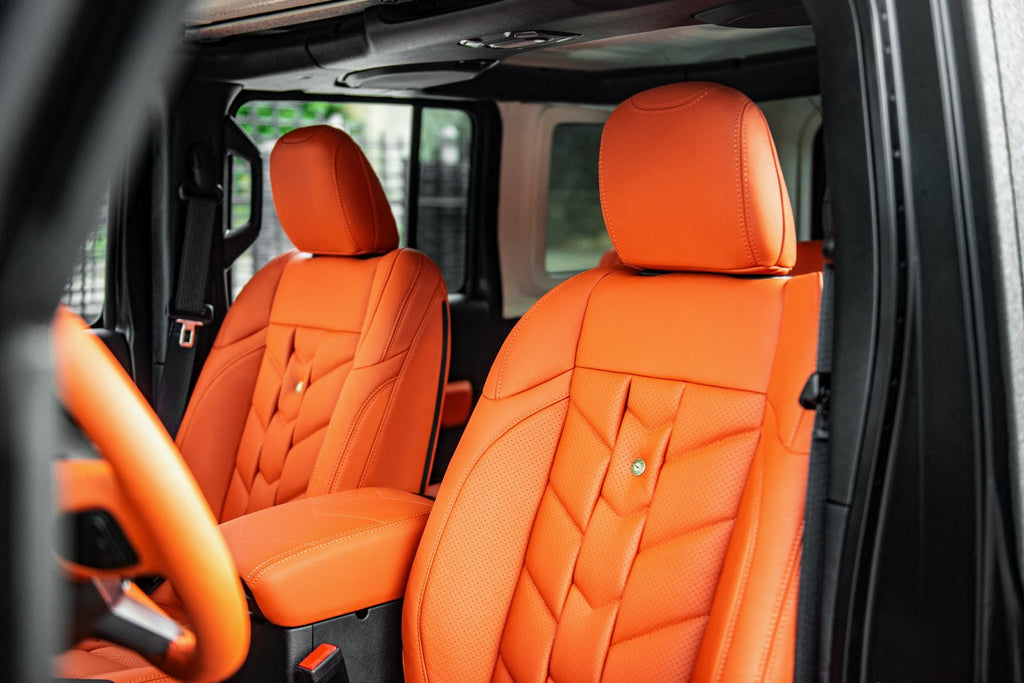Jeep Wrangler JL 4 Door Orange Leather Interior | Chelsea Truck Co –  Chelsea Truck Company