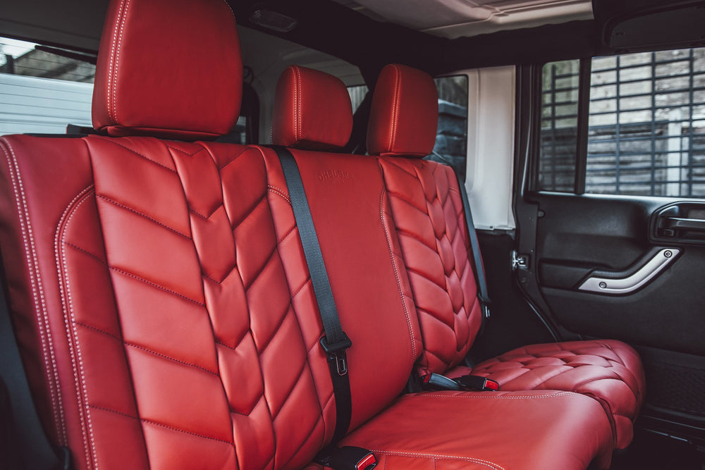 Jeep Wrangler JK 4 Door Red GTB Leather Interior | Chelsea Truck Co –  Chelsea Truck Company
