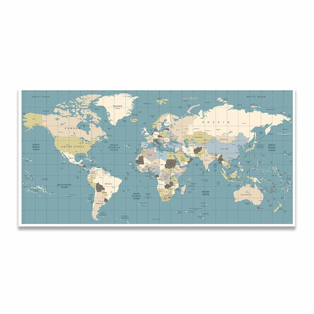 Toile Carte Du Monde Pays Oceans Et Villes Mondeandco