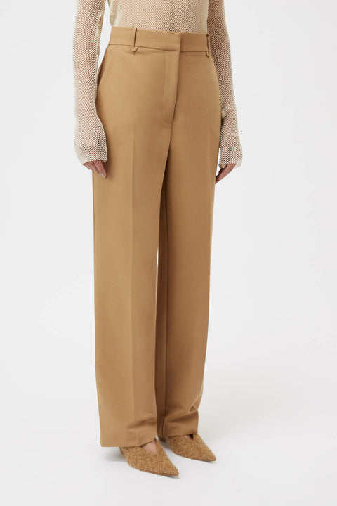 Brent High Waisted Suede Pant In Camel