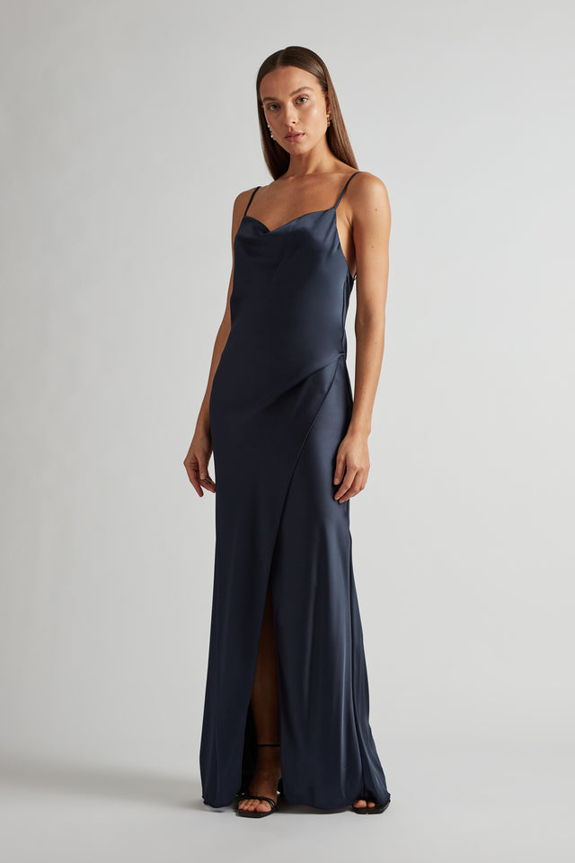 navy slip dress