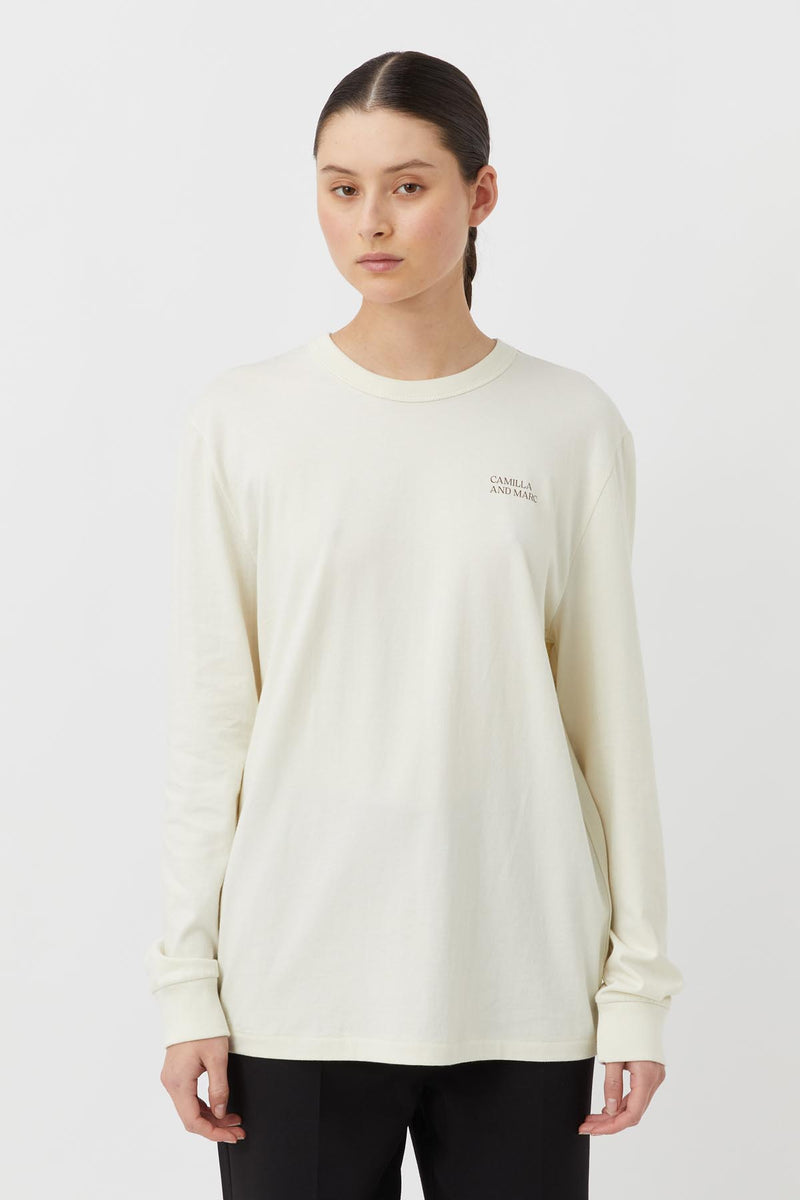 Sutton Long Sleeve Crew Sweater Tee in Meringue- C&M |CAMILLA AND MARC ...