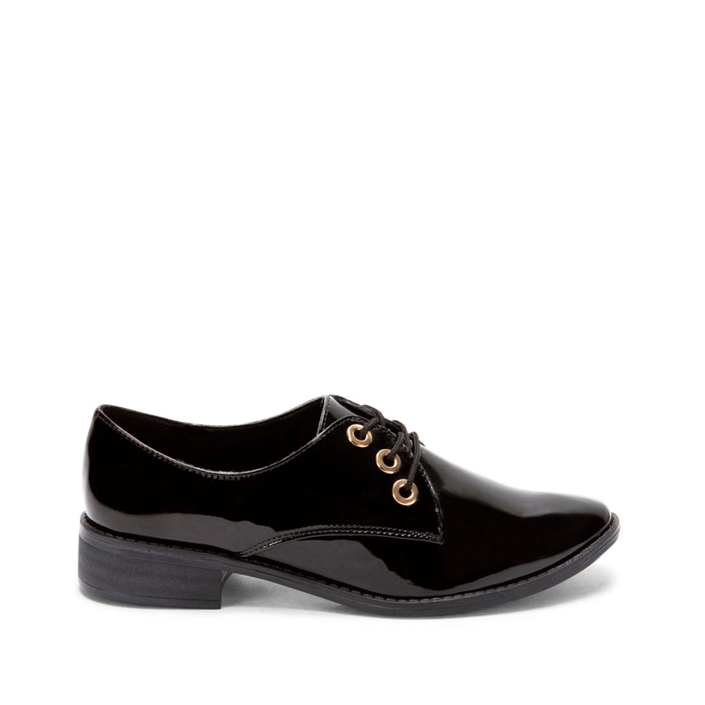 Zapato estilo bostoniano para mujer de charol negro – VazzaShoes