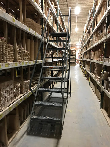 rolling ladder in warehouse