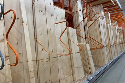 Orange M Dividers for Lumber in Retail Store by SaveMH