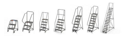Rolling ladders of various heights