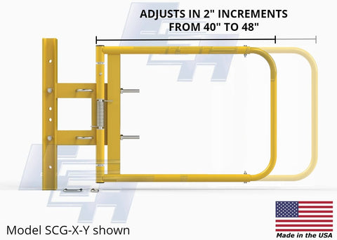 Industrial swing gate extra wide yellow SCG-X-Y adjusting by 2" increments