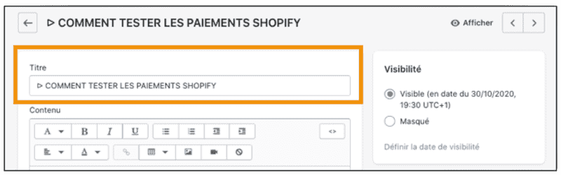 La balise Title sur Shopify doit être optimiser pour permettre un référencement naturel SEO Optimal, sachant que cette balise peut être différente ou pas de votre balise H1