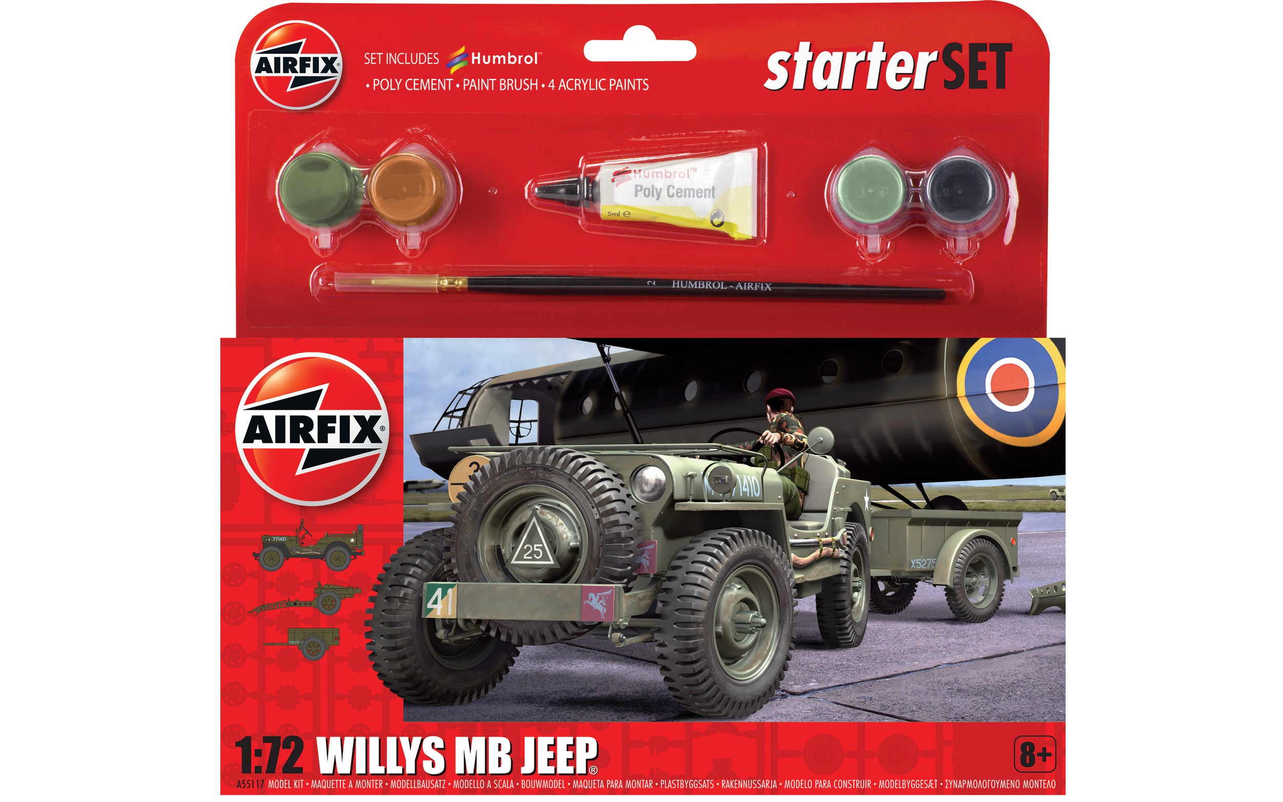 Airfix 1/72nd Scale Starter Set Willys MB Jeep Malcs