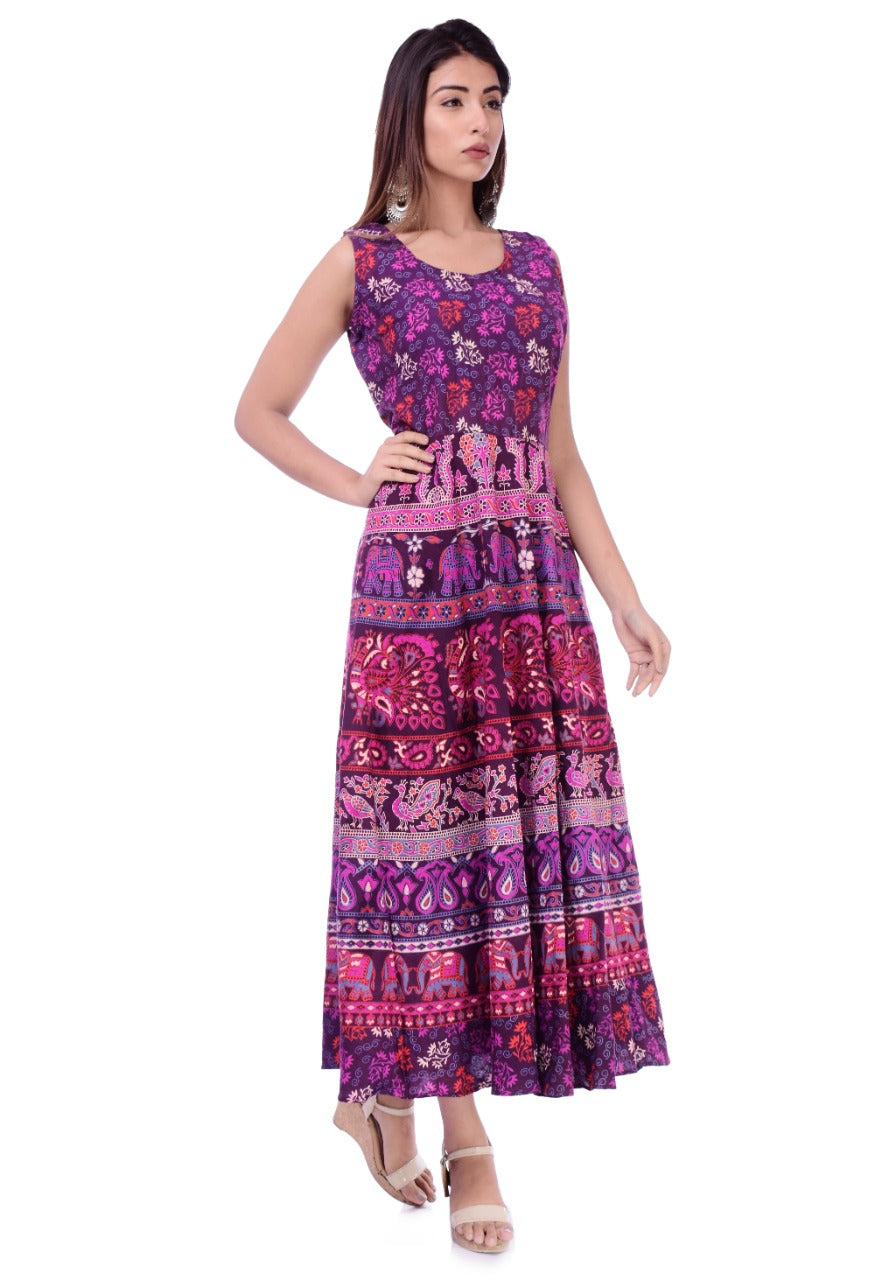 Buy Jaitik Creations Designer Cotton Women's Maxi Long Dress Jaipuri Print  (Free Size Upto 44-XXL) JC_0671 at Amazon.in