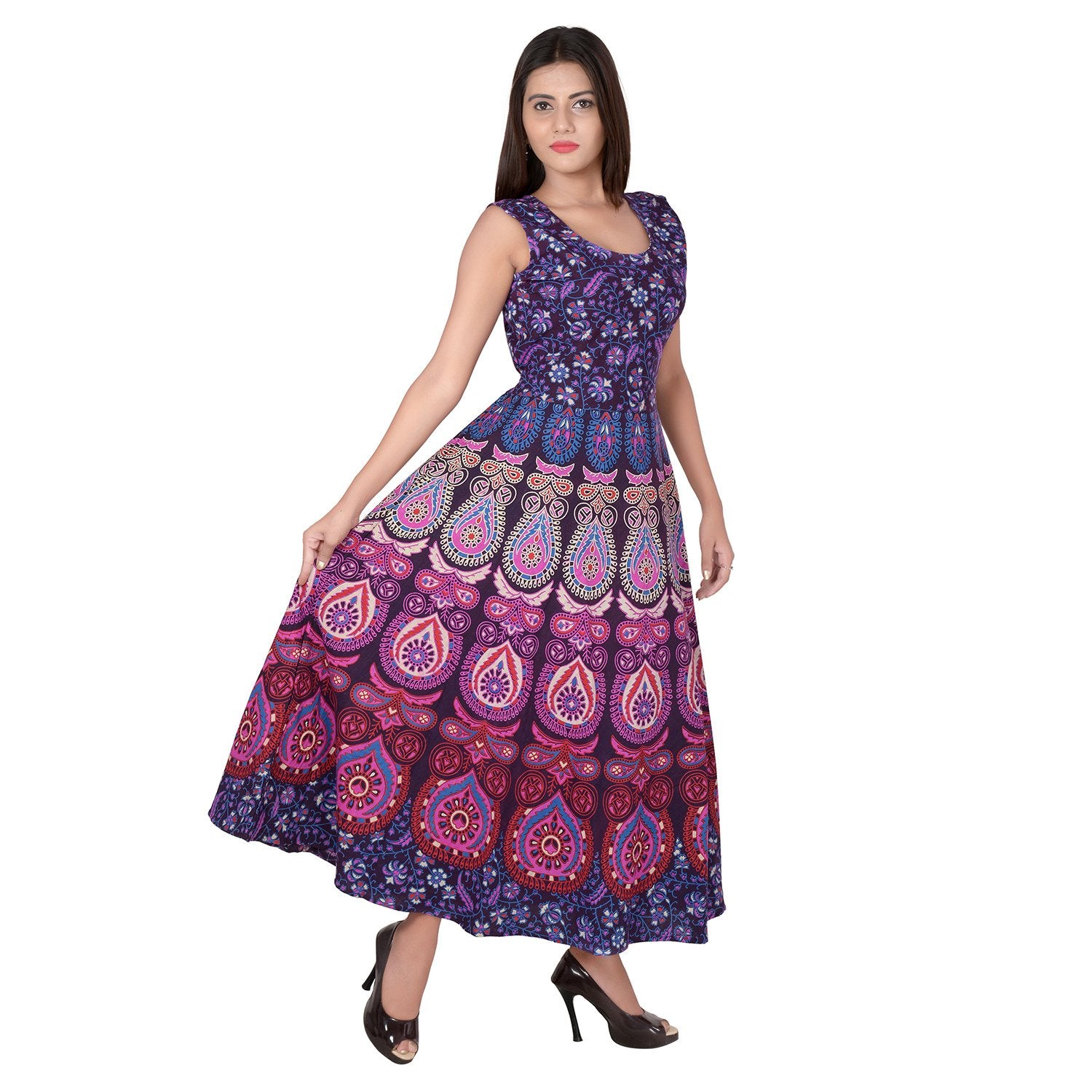 Ethnic Wear Cotton Jaipuri Print Maxi Dress at Rs 180/piece in Jaipur | ID:  22011936391
