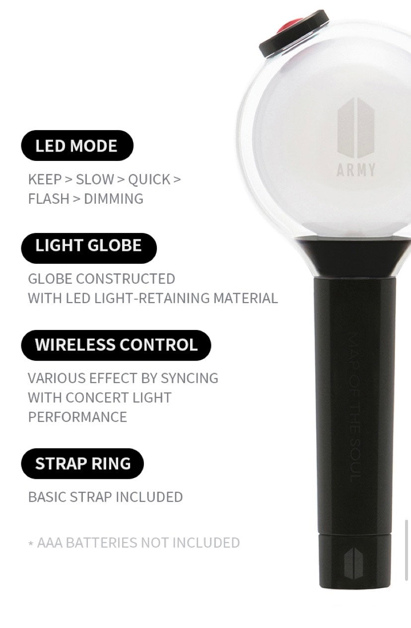 Kpop Army Bomb Ver.4 Light Stick Special Edition SE Map of the Soul Ver.3  Limited Concert Lightstick Bluetooth-Compatible 