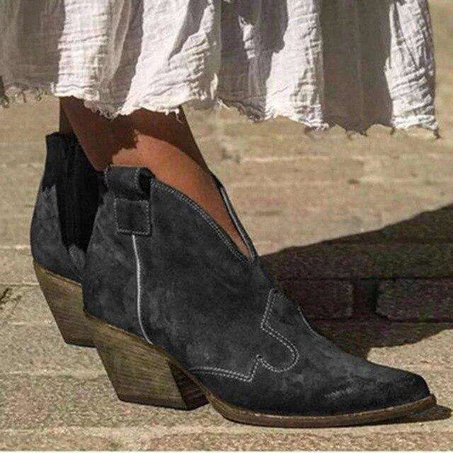 v shaped ankle boots
