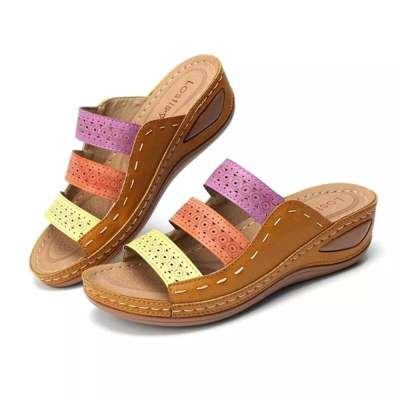 Image of Shallow Patchwork Plus Size Sandals