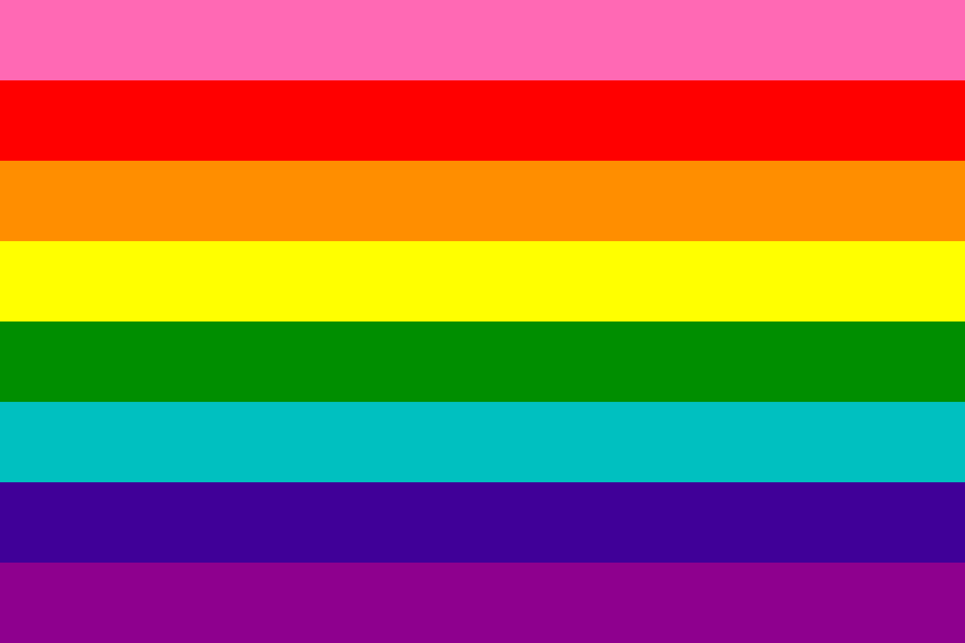 Original Gilbert Baker rainbow pride flag (8 colours) .