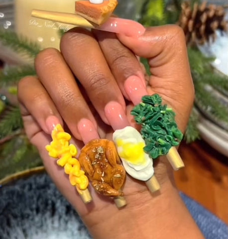 Thanksgiving nail designs, with funny fall nail art, autumn-themed nails, cozy fall manicures, thanksgiving turkey nails.