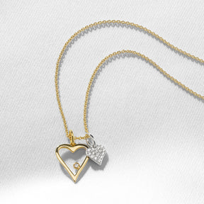 Open Heart Diamond Charm Pendant in 14K Gold Vermeil 1/10 CT. T.W.