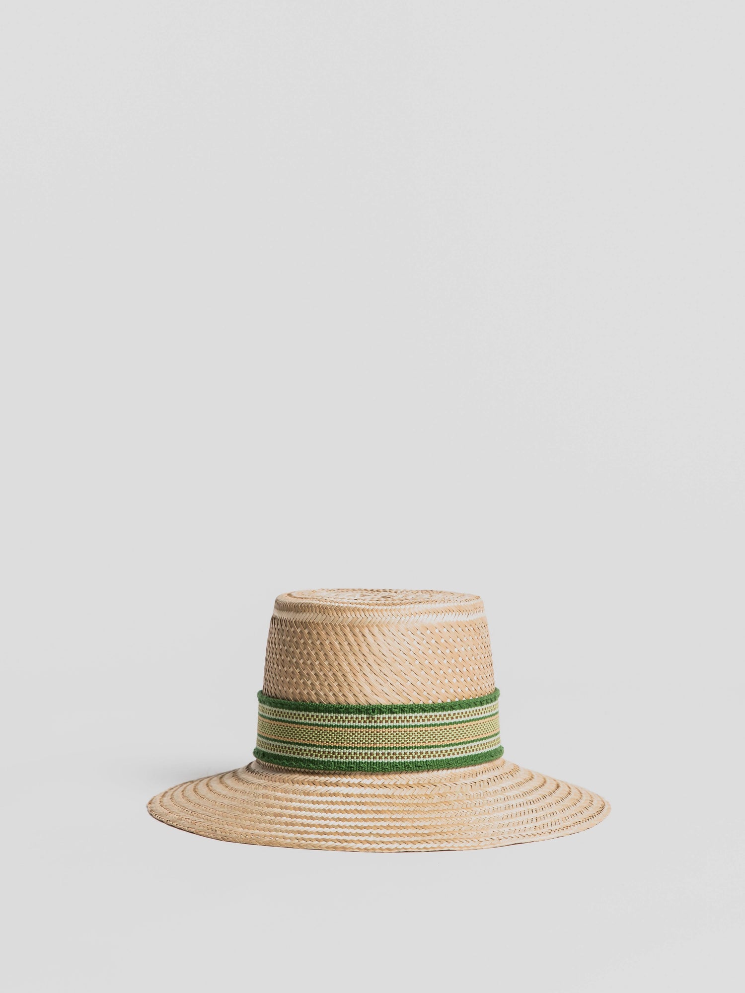 Rustic Straw Hat - Shokotaa Green Hat Aurinko Handmade 
